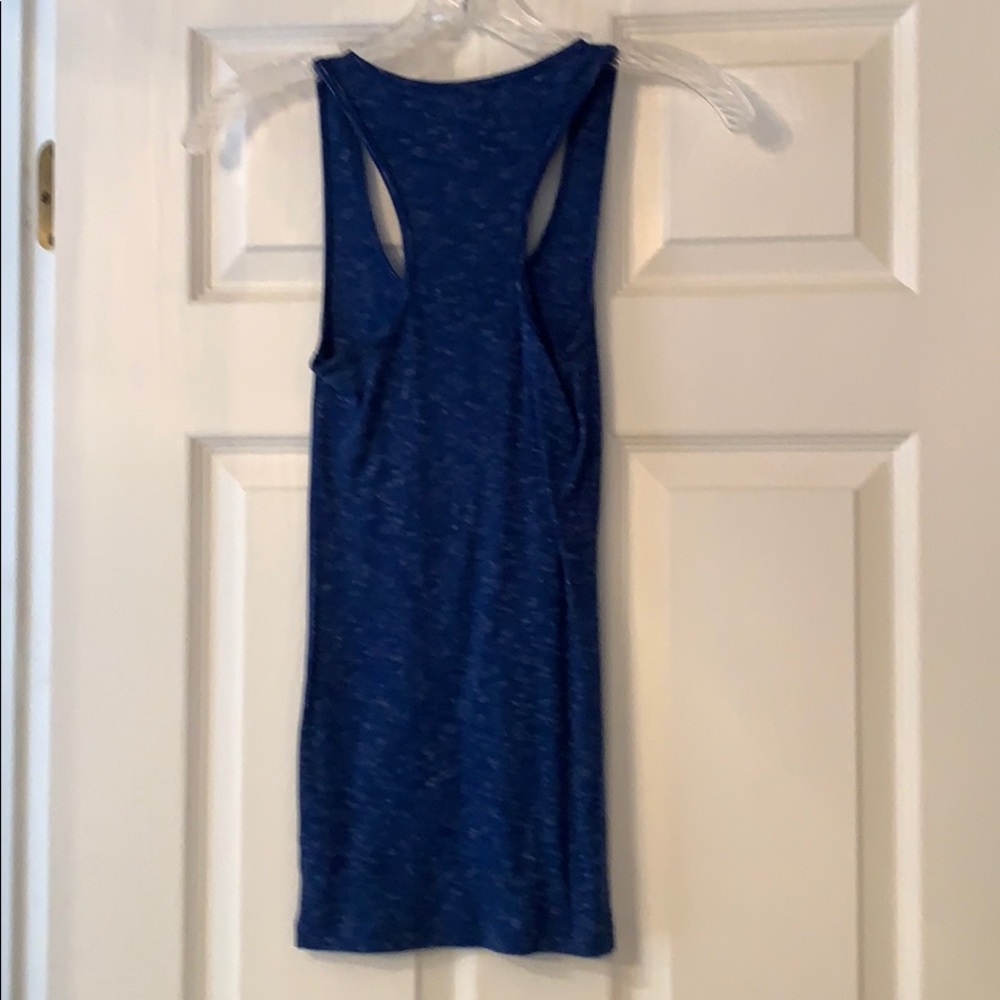Blue Patterned Ribbed Scoop Neck Tank - Picture 4 of 4